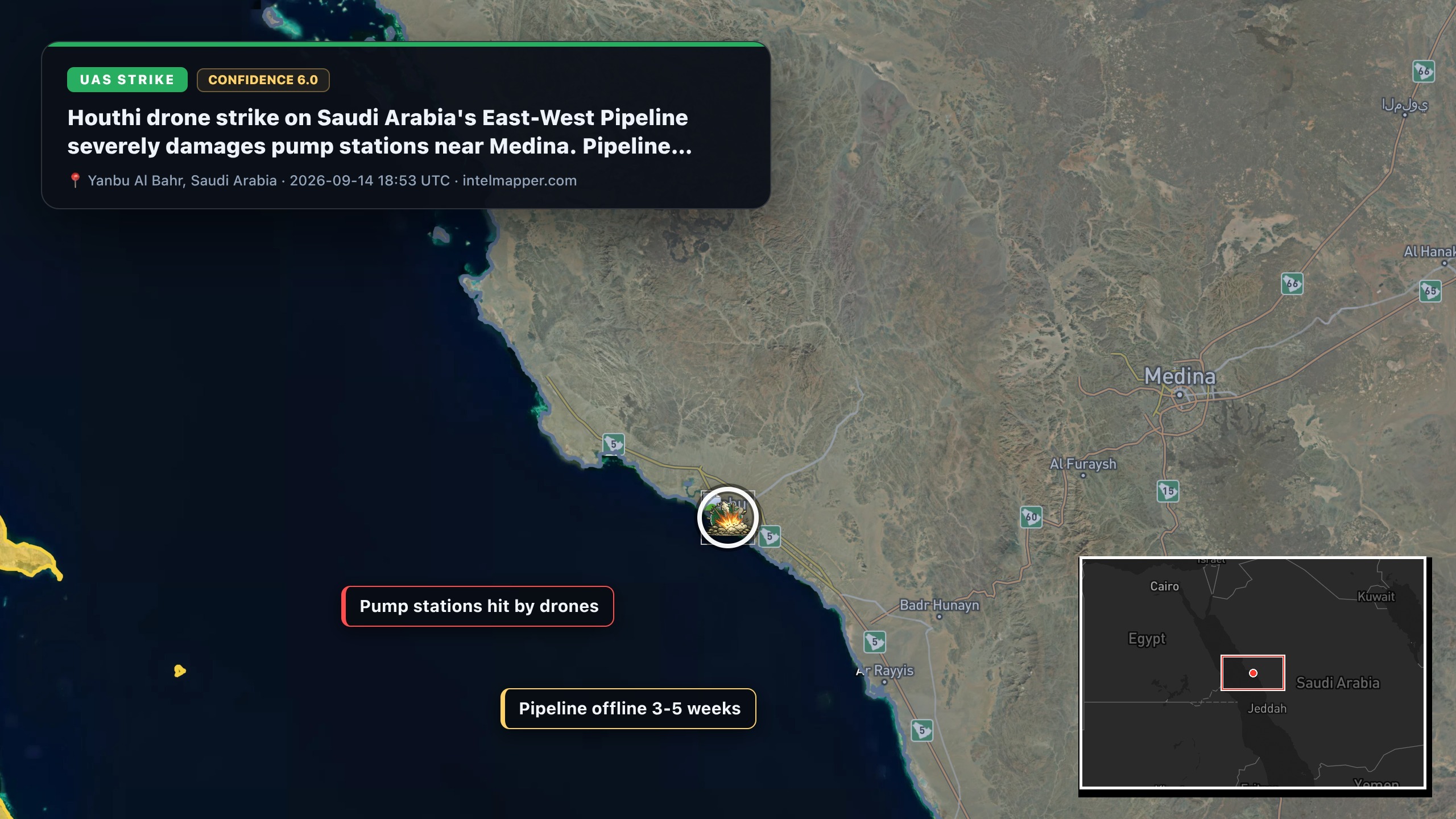 Yanbu Al Bahr, Saudi Arabia — annotated map