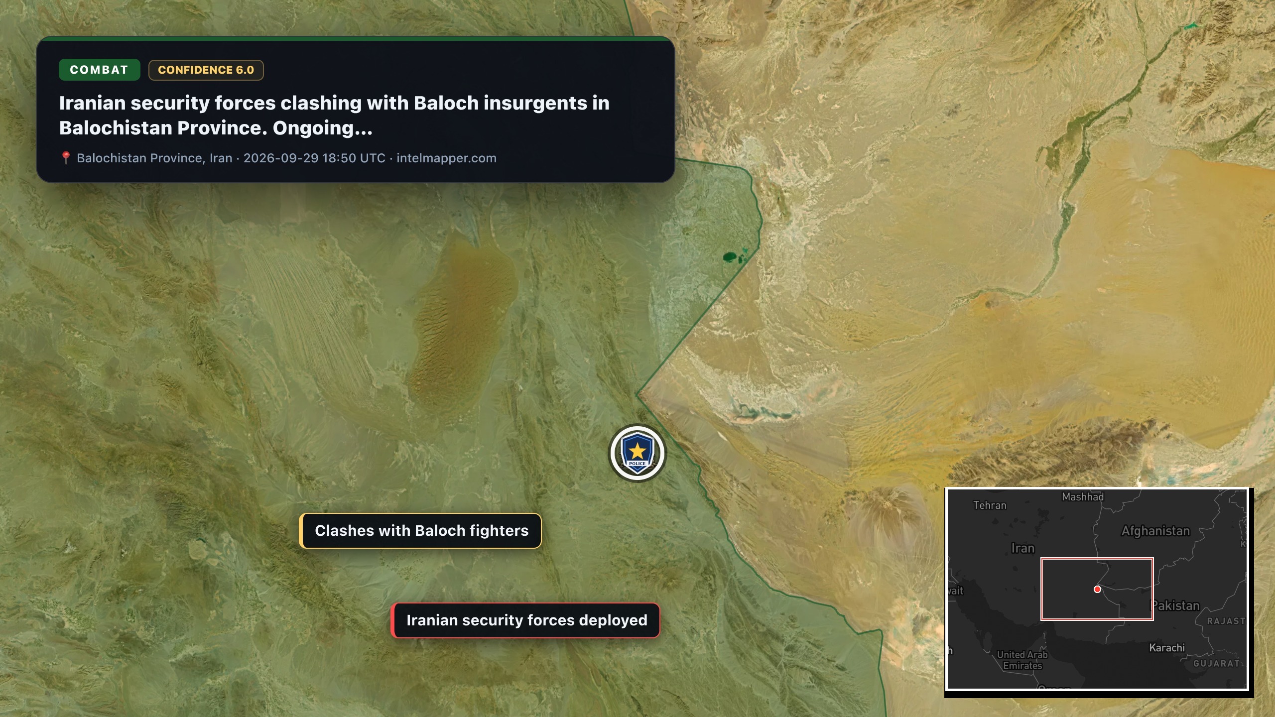 Balochistan Province, Iran — annotated map