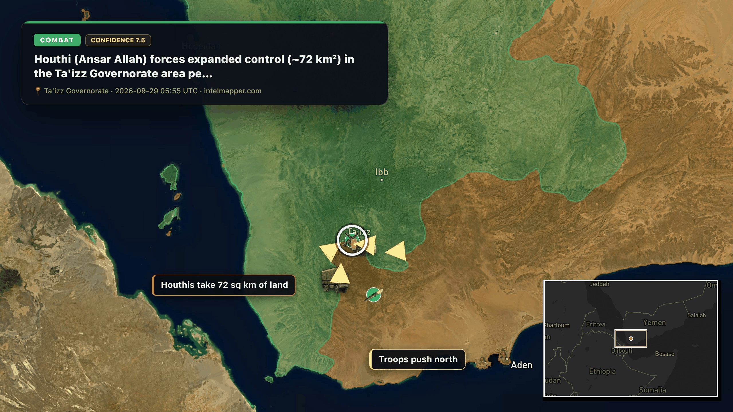 Ta'izz Governorate — annotated map